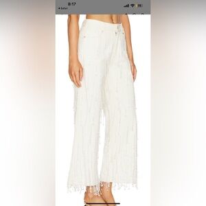 Cult Gaia Cream Beaded Wide Leg Pants